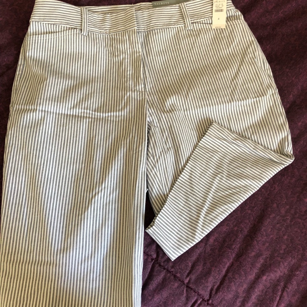 Talbots Navy and White Pinstripe Bermuda Shorts
